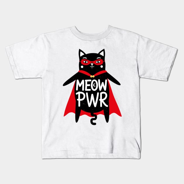 Meow Pwr Kids T-Shirt by Mako Design 